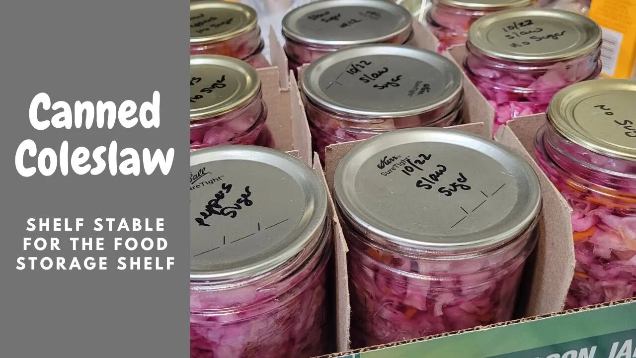 Canning coleslaw for shelf stable, food storage vegetables