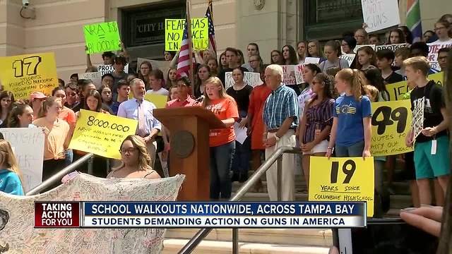Tampa Bay area students walk out advocating for gun laws reform