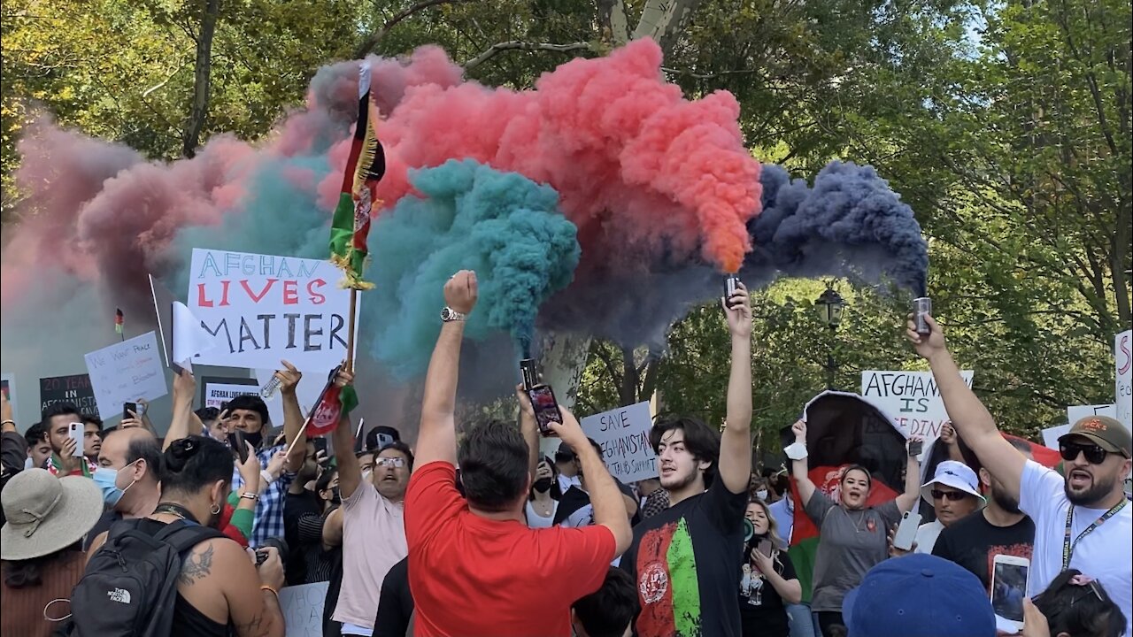 ‘Free Afghanistan’ Protest Outside United Nations Headquarters in New York