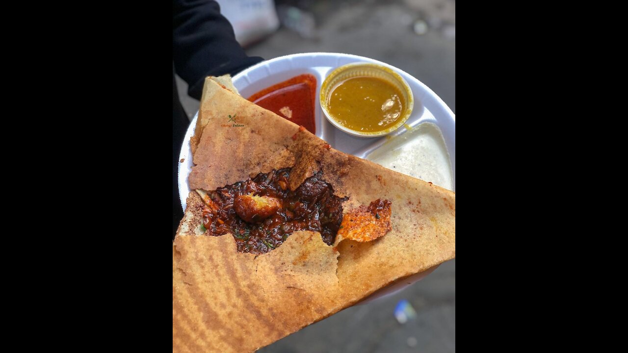 Tasty Manchurian Dosa dish making