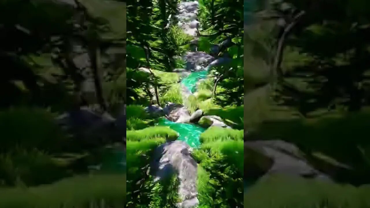 waterfall with green tree animation #shorts #animation #art #anime #painting