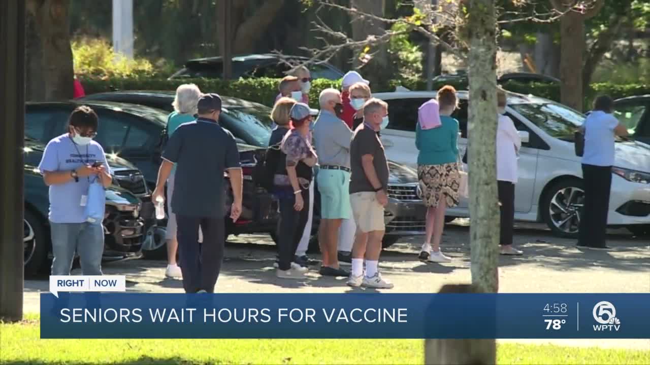 Seniors wait in sun for hours to get COVID-19 vaccine in West Delray Beach