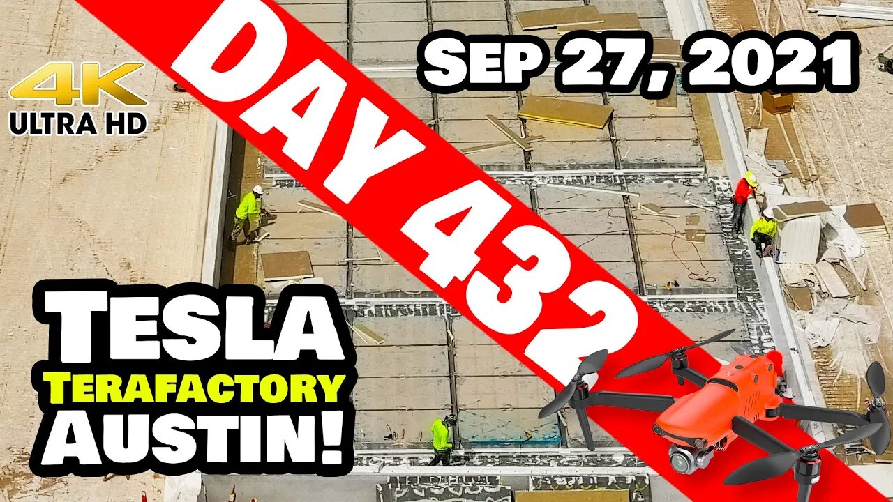 Tesla Gigafactory Austin 4K Day 432 - 9/27/21 - Tesla Texas - TONS OF ROOF WORK AT GIGA TEXAS!