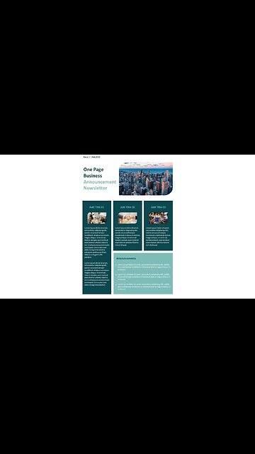 One Page Business Announcement Newsletter PowerPoint Template