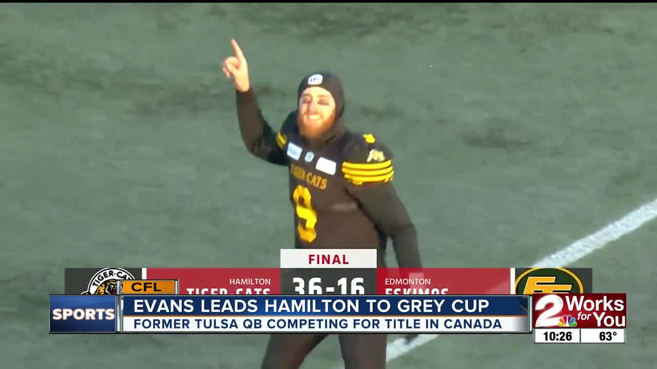 Former Tulsa QB Dane Evans leads Hamilton Tiger-Cats to CFL's Grey Cup