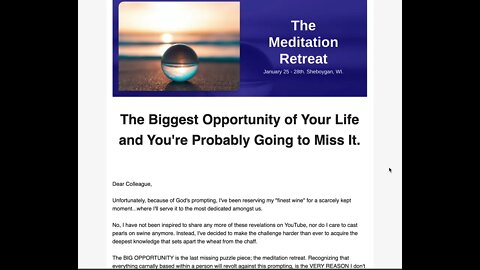 The Meditation Retreat: Jan. 25 - 28th: Sheboygan, WI.