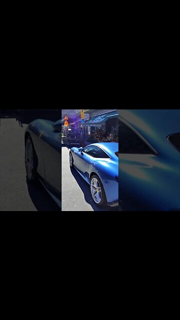 😎Blue Ferrari Roma looks sleek in the sun filmed with RayBan Stpries 😎#raybanstories #rayban #faceb