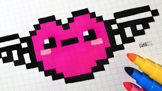 how to Draw Kawaii heart - Pixel art by Garbi KW