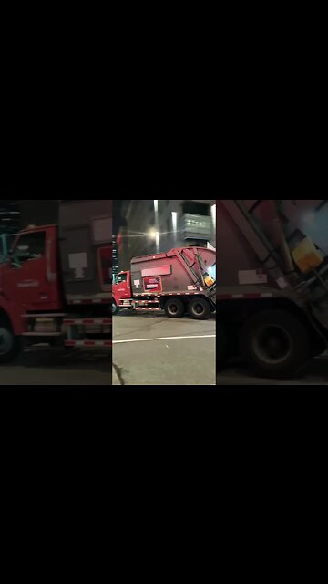 Garbage truck collector late midnight #travel #montreal #downtowntoronto
