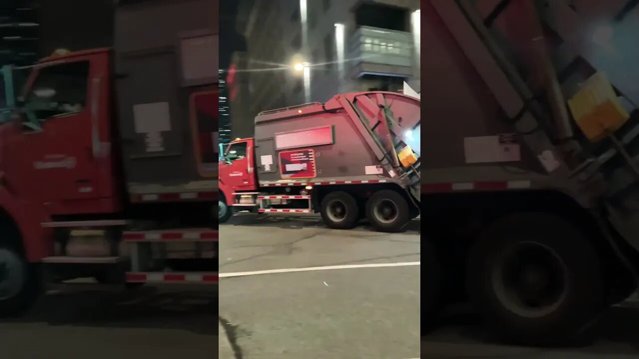 Garbage truck collector late midnight #travel #montreal #downtowntoronto