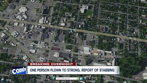 One person flown to Strong after report of stabbing