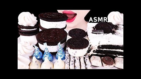 ASMR OREO CHOCOLATE, ICE CREAM, CAKE, MARSHMALLOW, MERINGUE COOKIES EATING SOUNDS MUKBANG