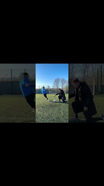 CRAZY 3-BALL FOOTBALL TRICK SHOT #Shorts | Jeremy Lynch