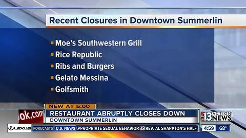 Restaurant abruptly closes in Downtown Summerlin