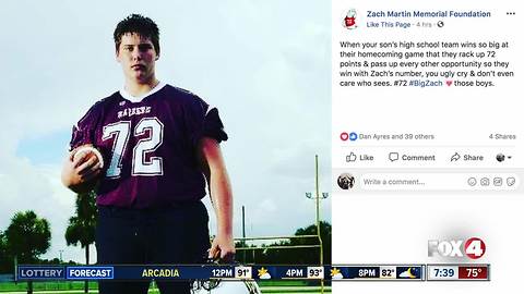 Football team scores 72 points to honor late player
