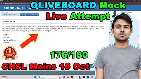 176/180 Oliveboard SSC CHSL Tier 2 Mock Live Attempt 16 Oct | MEWS Maths #ssc #oliveboard