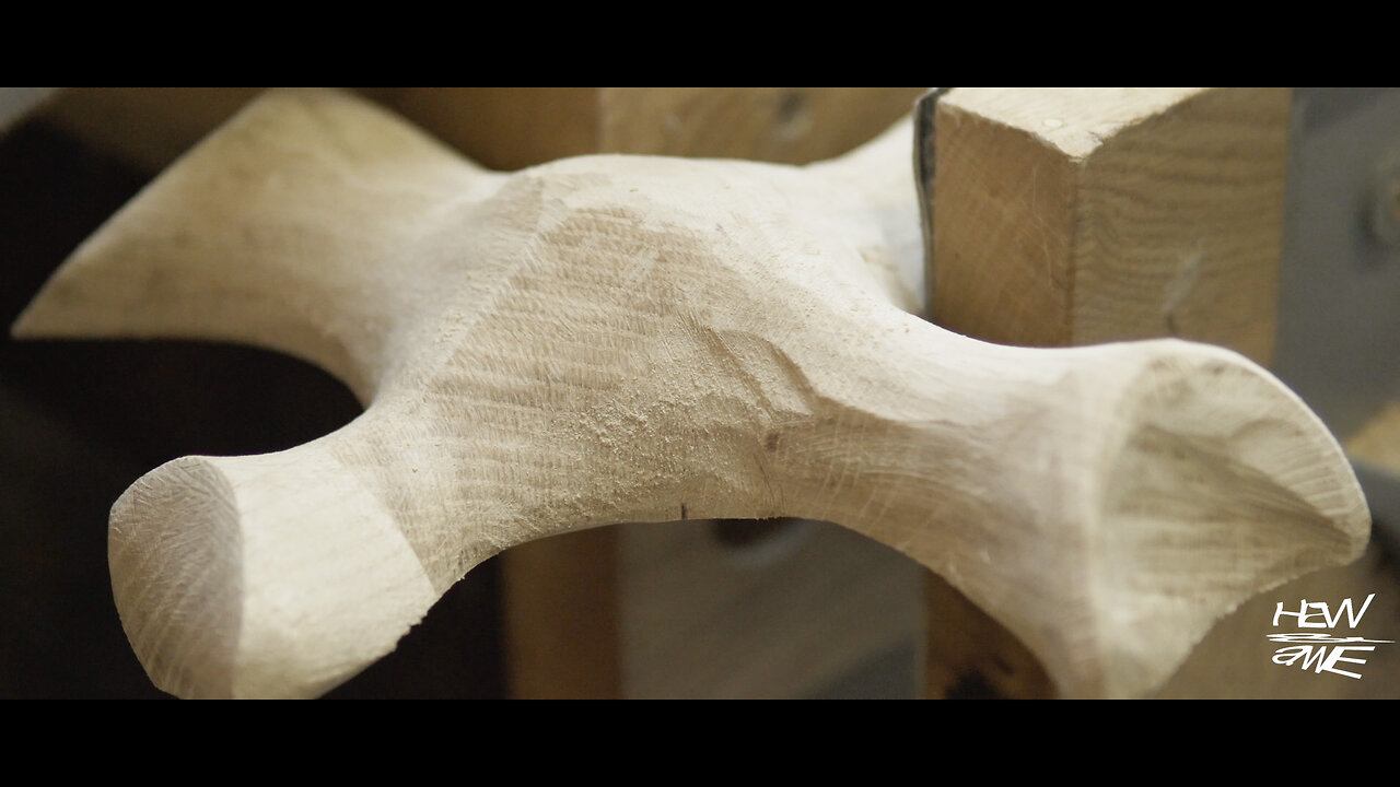 Sculpting An Oak Cross.