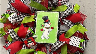 How to make a Snowman Deco Mesh Pancake Ruffle Wreath | Hard Working Mom |How to