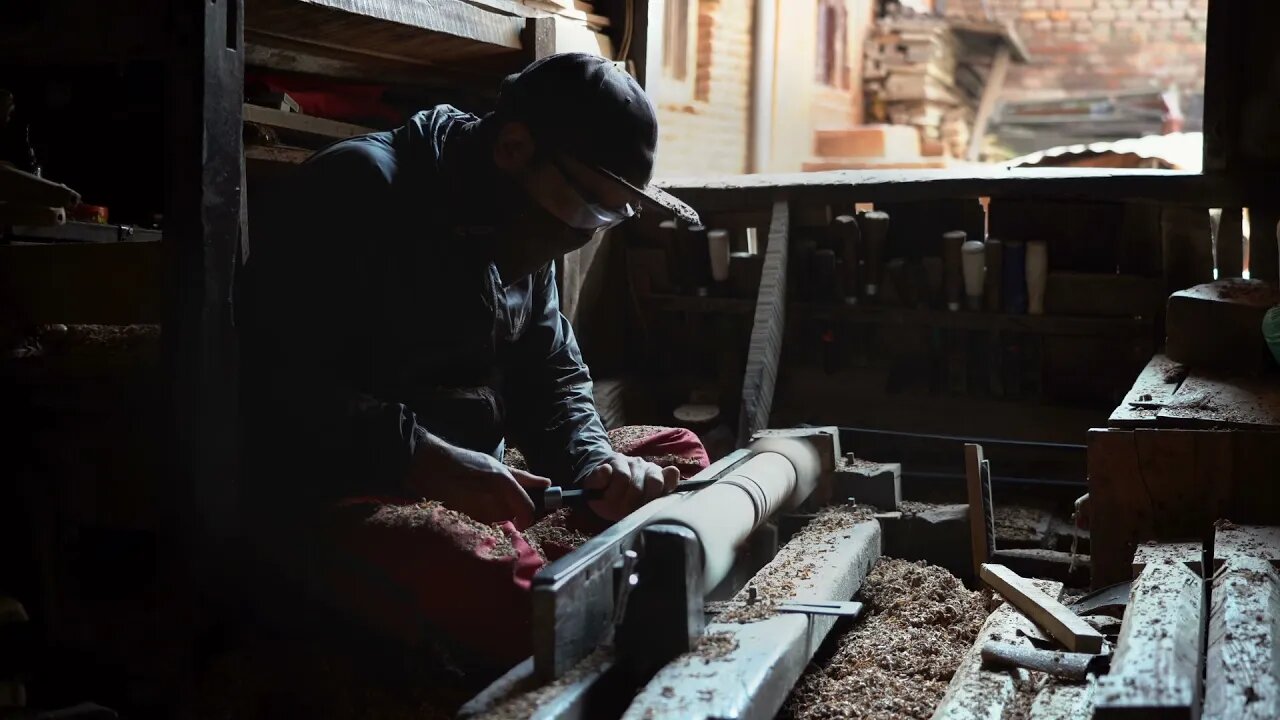 Kathmandu, Patan Nepal Woodcarving Artisan creating a Masterpiece Short 4K