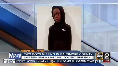 Two young boys, 9 and 11-year-old missing in Baltimore County