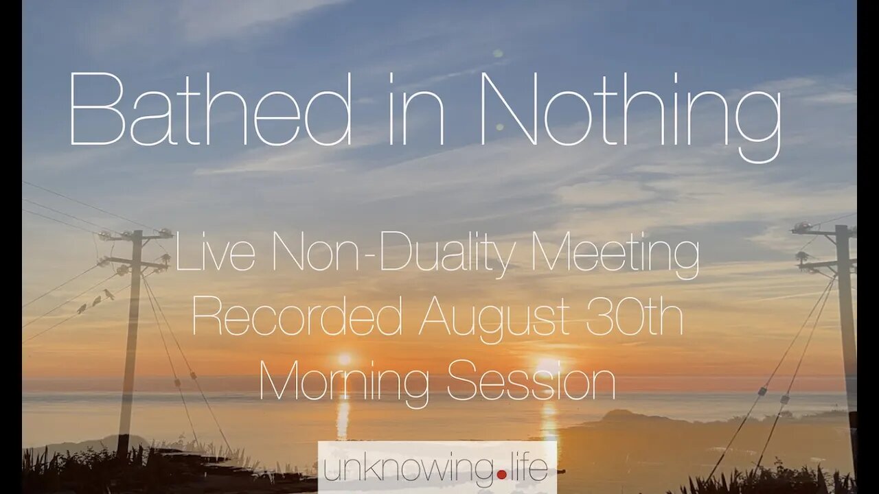 "Bathed In Nothing" - Live Non-Duality Meeting Recorded August 30th (Morning Session)