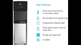 Avalon Bottom Loading Water Cooler, Dispenser - 3 Temperature Settings - Hot, Cold & Room Water