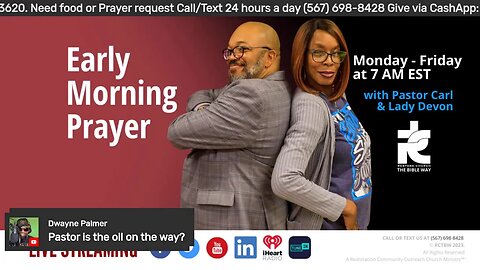 Early morning prayer with Pastor Carl & Lady Devon Mitchell