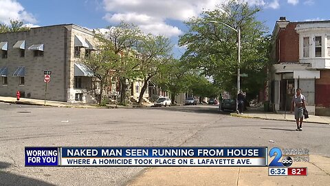 Naked man seen running from crime scene