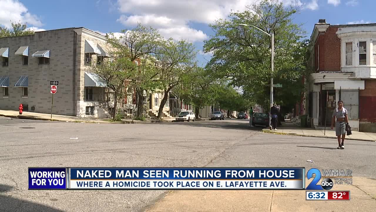 Naked man seen running from crime scene