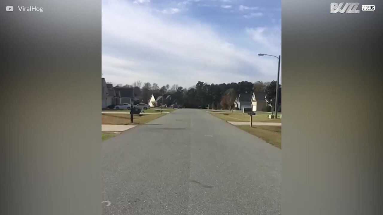 Barn gjør et utrolig sprang over en gate i USA