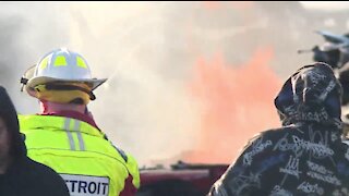 Nearly 200 cars catch fire at Detroit junkyard