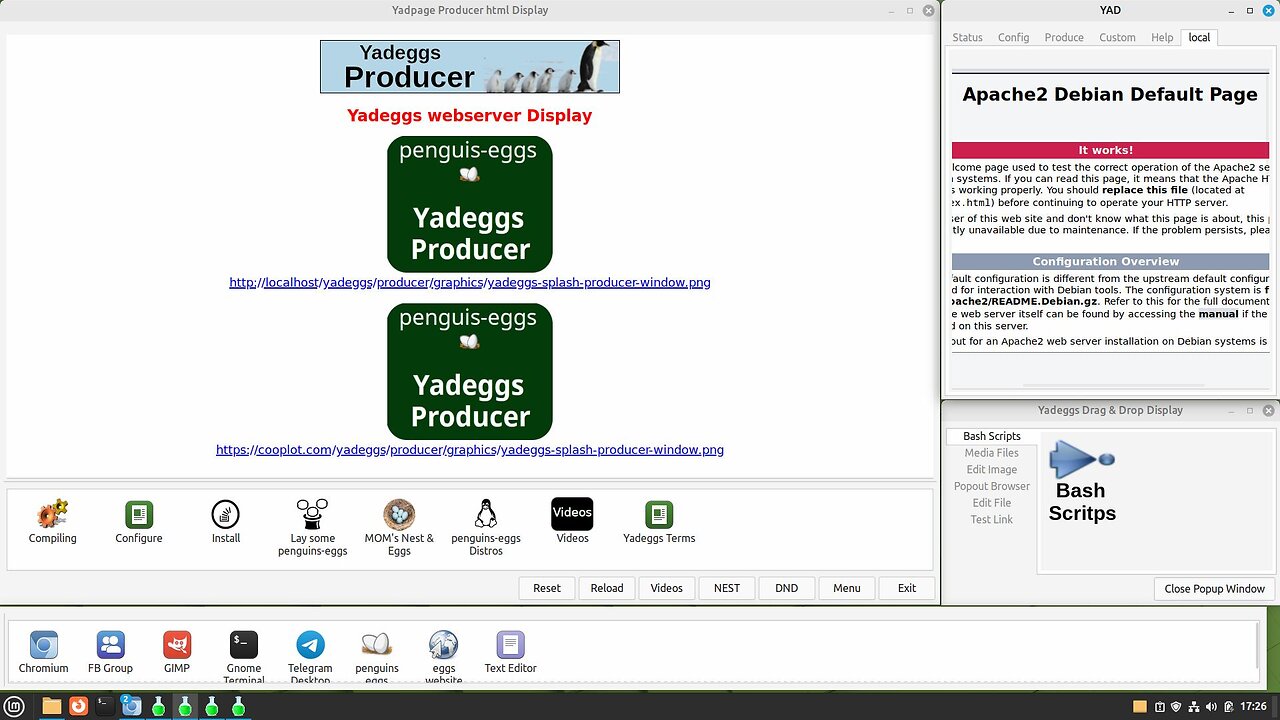 yad GUI and bash scripting using Apache2 Webserver for html files.