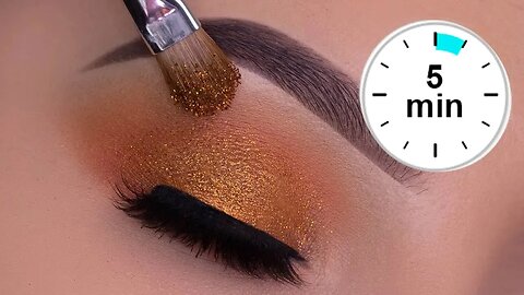 5 MINUTE Easy Sparkly Copper Eye Makeup Tutorial