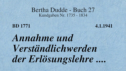 BD 1771 - ANNAHME UND VERSTÄNDLICHWERDEN DER ERLÖSUNGSLEHRE ....