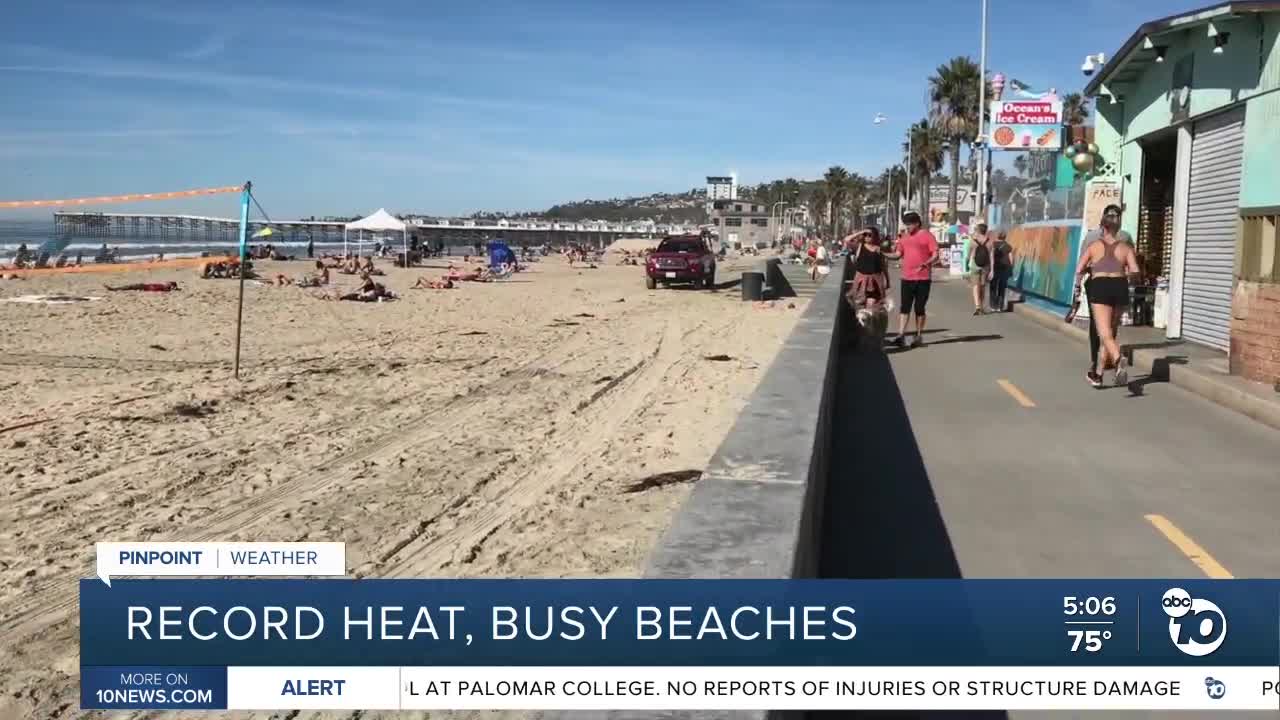 San Diego sees record heat, bringing many to beaches