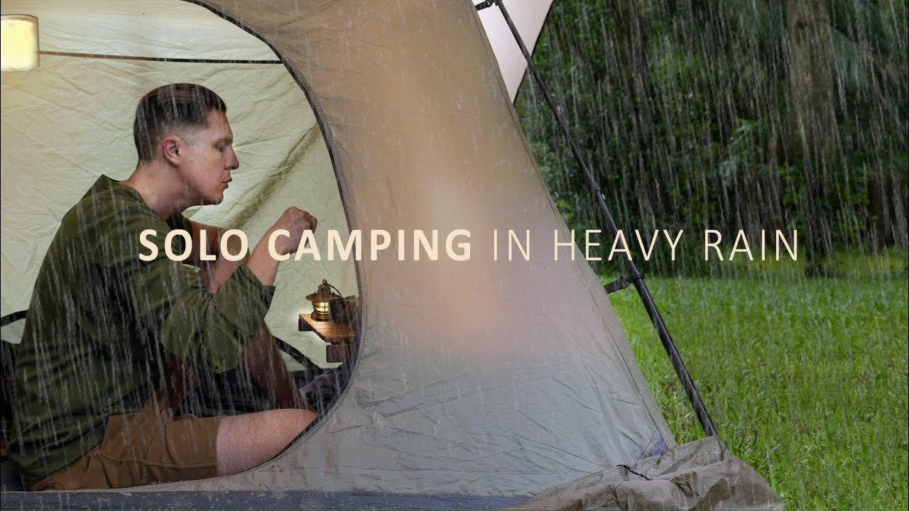 SOLO CAMPING in tropical RAIN [ Relaxing in the Tent shelter, ASMR ]