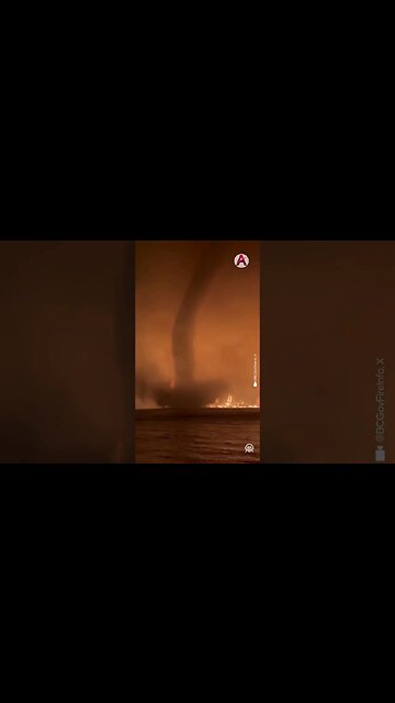 Terrifying fire tornado formation in british columbia blaze over Gun lake.