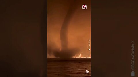 Terrifying fire tornado formation in british columbia blaze over Gun lake.