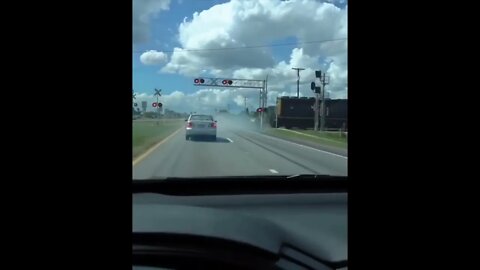 Insane Car at a railway crossing #dashcam