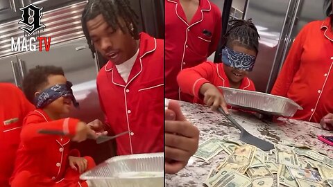 Lil Baby Plays "Scoop The Money" Challenge With Family! 💵