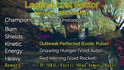 Destiny 2 Legend Lost Sector: Nessus - The Conflux 9-17-22