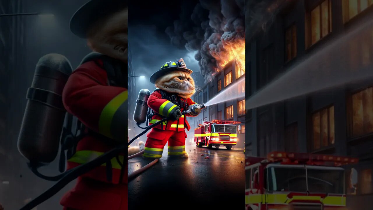 Fire fighter Cat Story 😿