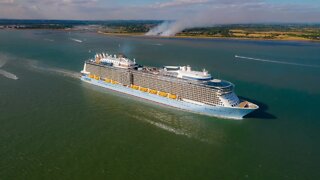 15/07/2022 Anthem of the seas Royal Caribbean Southampton UK departure 4k drone footage cruise ship