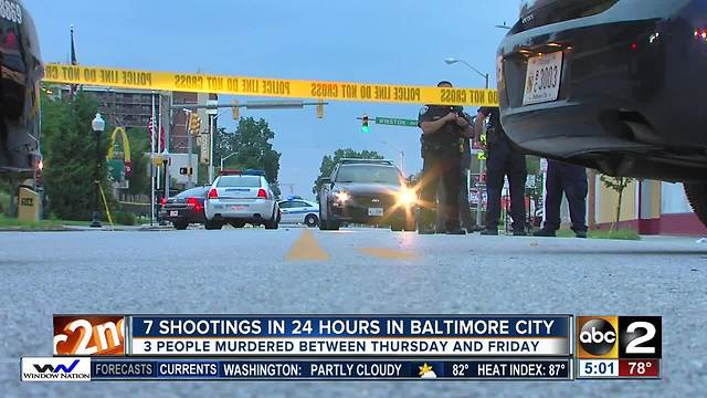 Baltimore sees 7 shootings, 3 dead in 24 hours