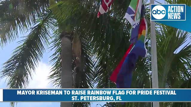 St. Pete Mayor Rick Kriseman raises rainbow flag over City Hall for this weekend's pride festival