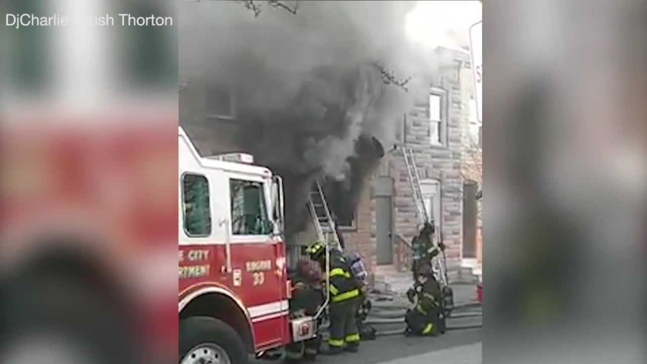 6 firefighters pulled from Baltimore house fire