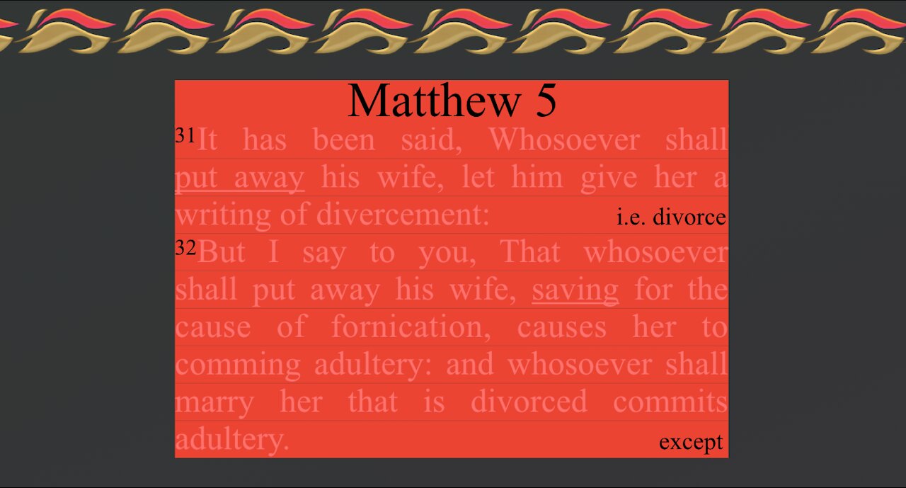 093. Adultery of the eyes? Pluck them out (hyperbole) Plan for verses about divorce. Matthew 5:27-30