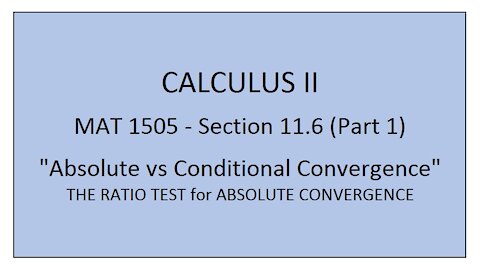 MAT 1505 - Section 11.6 (Part 1)