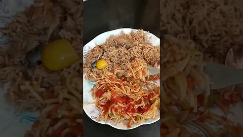 Enjoying tasty Chicken Pulao with Speghettie Noodle Recipe is on Channel @CookingWithHira #ytshort