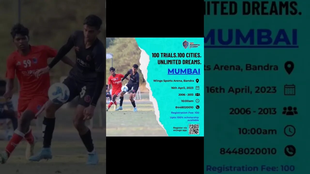 BBFS RESIDENTIAL ACADEMY Mumbai Trials , 100 Trials. 100 Cities. Unlimited Dreams.